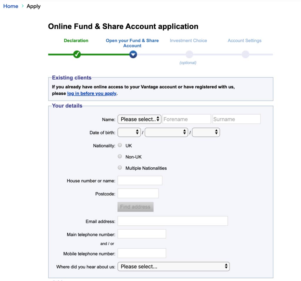 Hargreave Lansdown Account Application