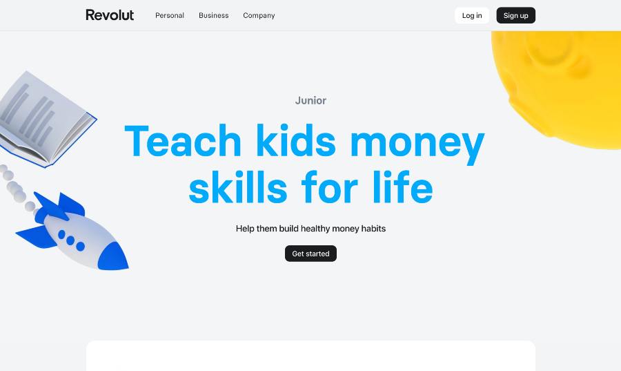 Revolut Junior homepage