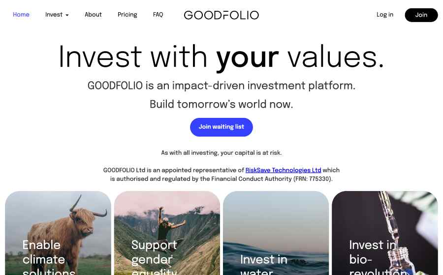 Goodfolio homepage